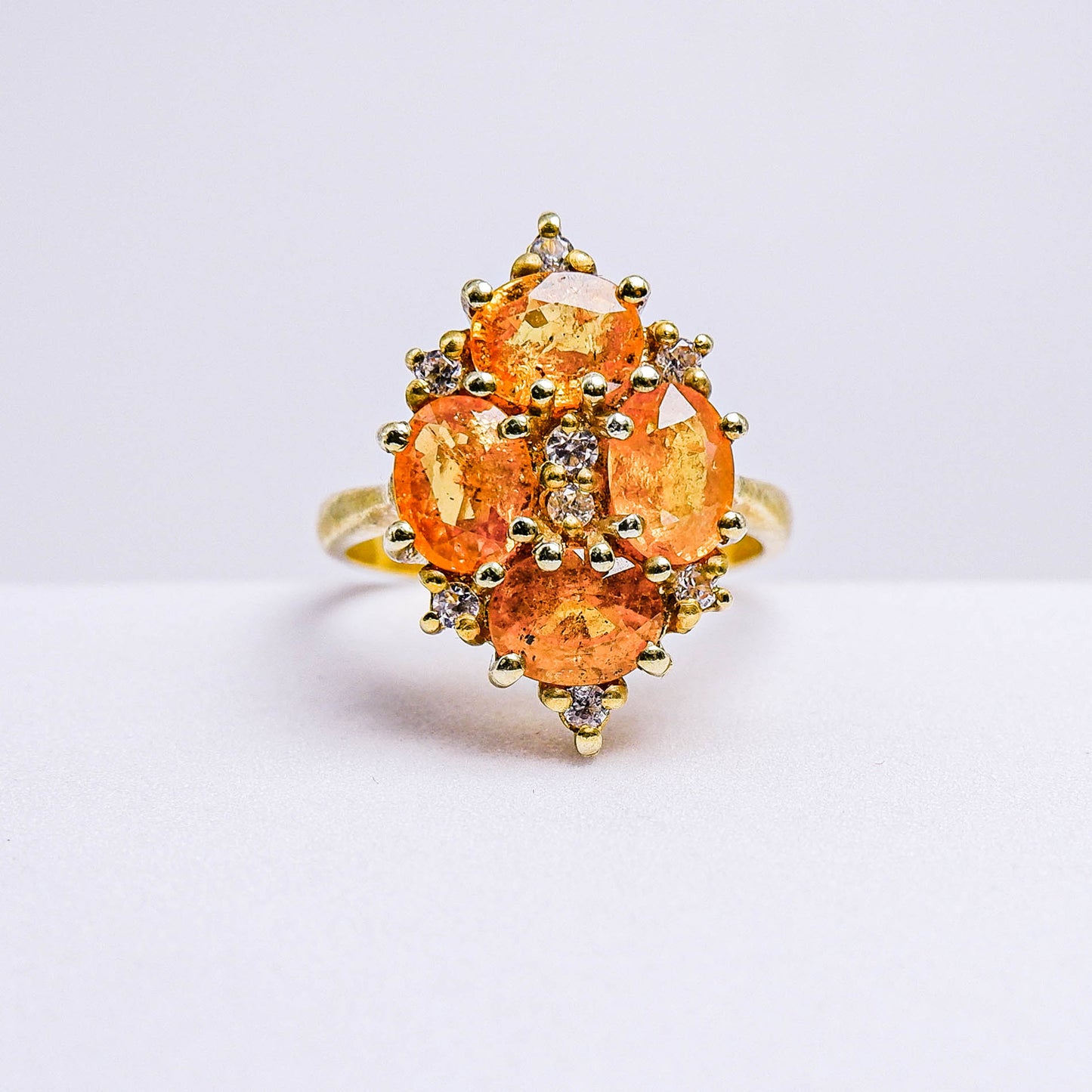 แหวนเงินแท้ 925 ฝังพลอย สเปสซาไทท์ (Spessartite Garnet) + เซอร์คอน (Zircon)