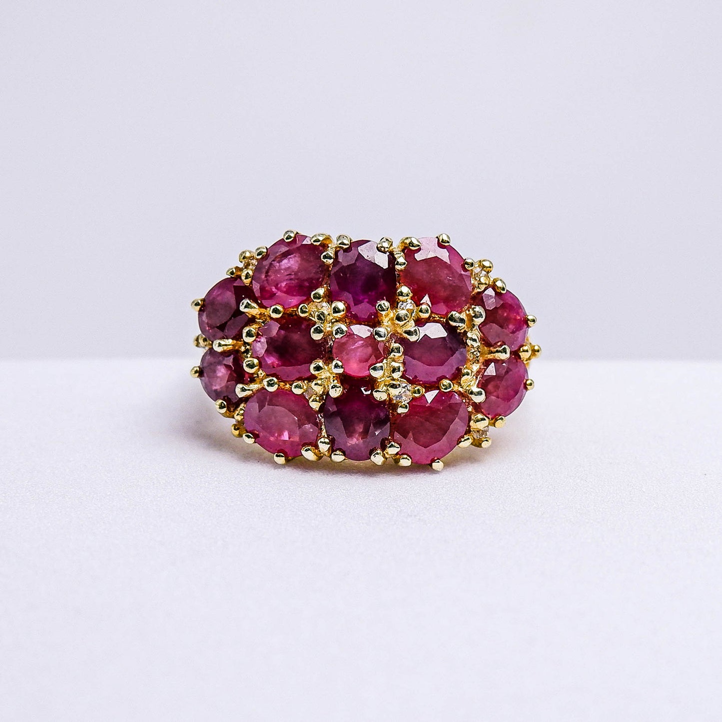 แหวนเงินแท้ 925 ฝังพลอย ทับทิมมาดา (Madagascar Ruby) + ไวท์โทพาส (whitetopaz)