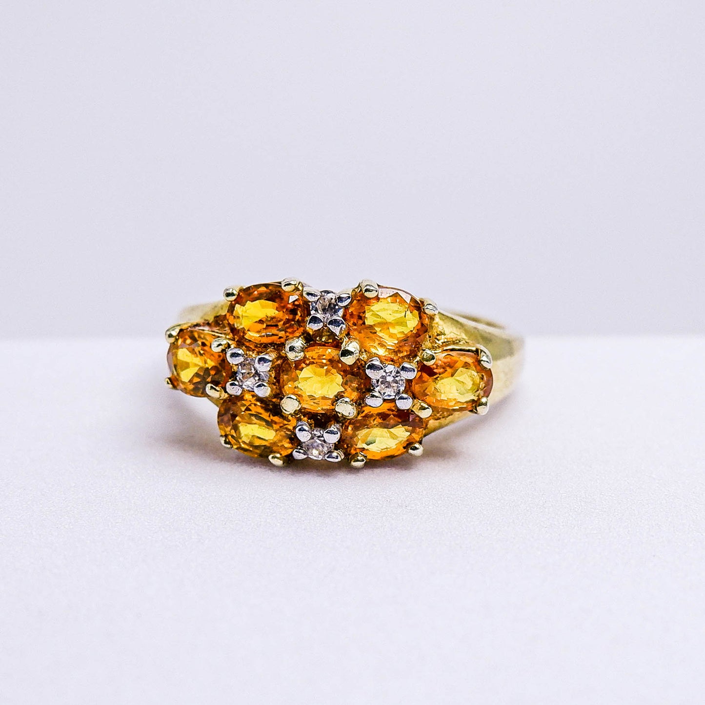 แหวนเงินแท้ 925 ฝังพลอย บุษราคัม(Yellow Sapphire) +  เซอร์คอน(Zircon)