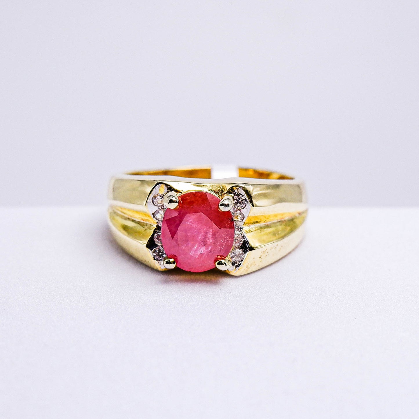 แหวนเงินแท้ 925 ฝังพลอย ทับทิมแทนซาเนีย (Tanzania Ruby) + เซอร์คอน (Zircon)