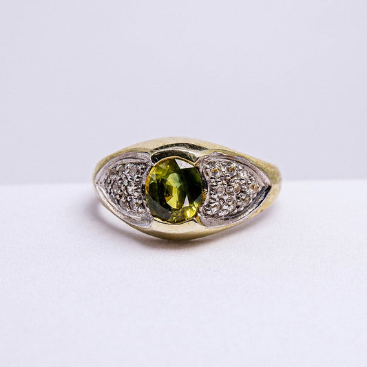 แหวนเงินแท้ 925 ฝังพลอย บุษราคัม (Yellow Sapphire) + เซอร์คอน (Zircon)