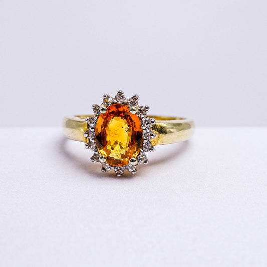 แหวนเงินแท้ 925 ฝังพลอย บุษราคัมบางกะจะ (Yellow Sapphire) + เซอร์คอน (Zircon)