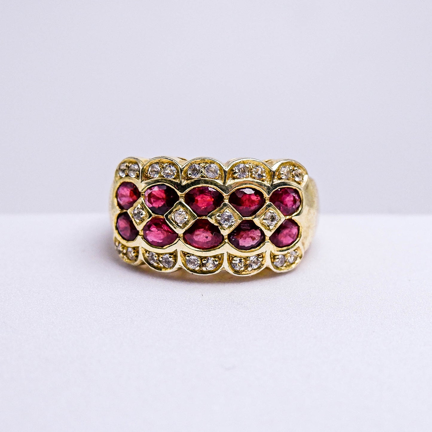 แหวนเงินแท้ 925 ฝังพลอย สปิเนล (Spinel) + ไวท์โทพาส (whitetopaz)