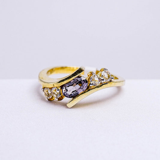 แหวนเงินแท้ 925 ฝังพลอย สปิเนล (Spinel) + ไวท์โทพาส (whitetopaz)
