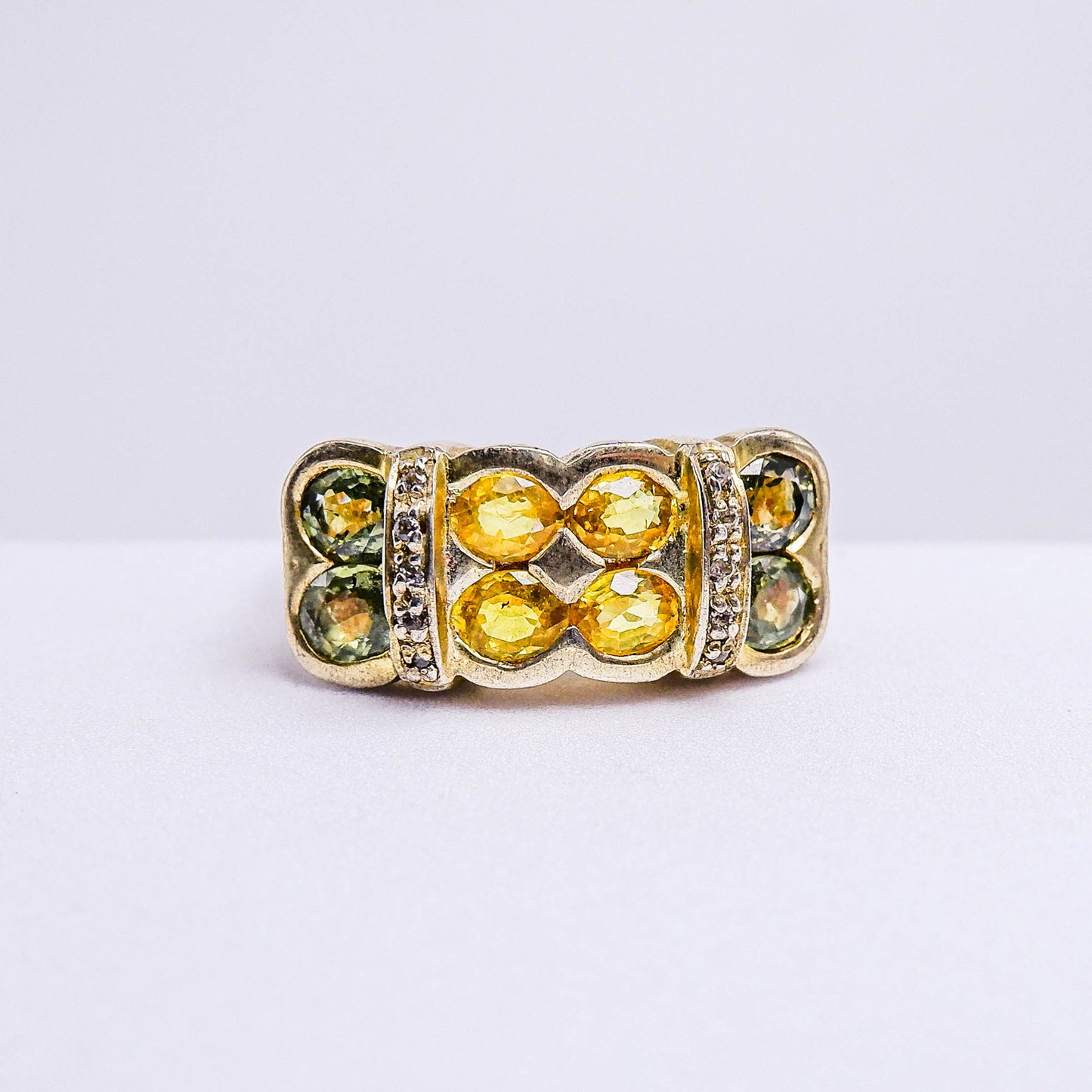 แหวนเงินแท้ 925 ฝังพลอย แฟนซีแซฟไฟร์ (Fancy Sapphire) + เซอร์คอน (Zircon)