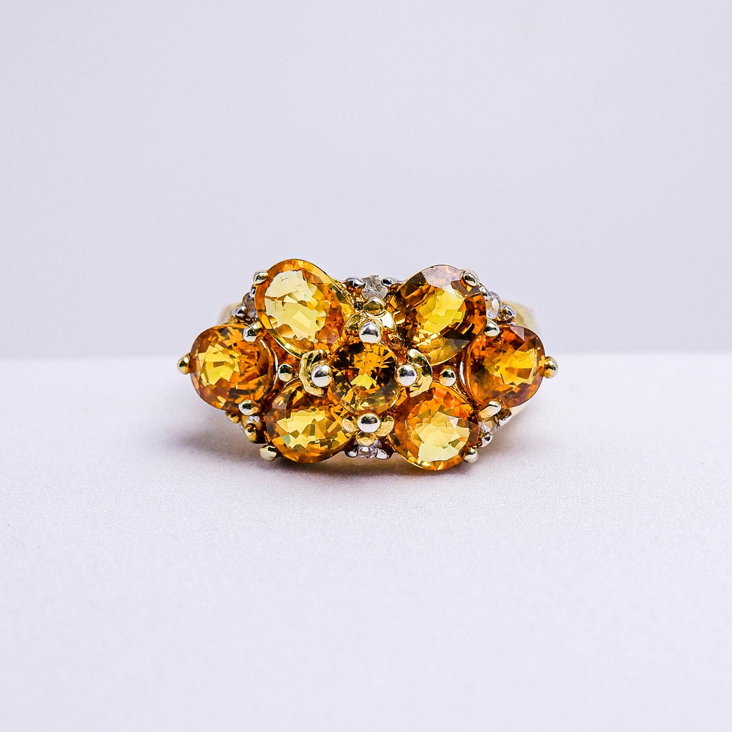 แหวนเงินแท้ 925 ฝังพลอย บุษราคัมบางกะจะ (Yellow Sapphire) + เซอร์คอน (Zircon)