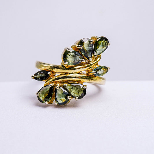 แหวนเงินแท้ 925 ฝังพลอย เขียวส่อง (green Sapphire)