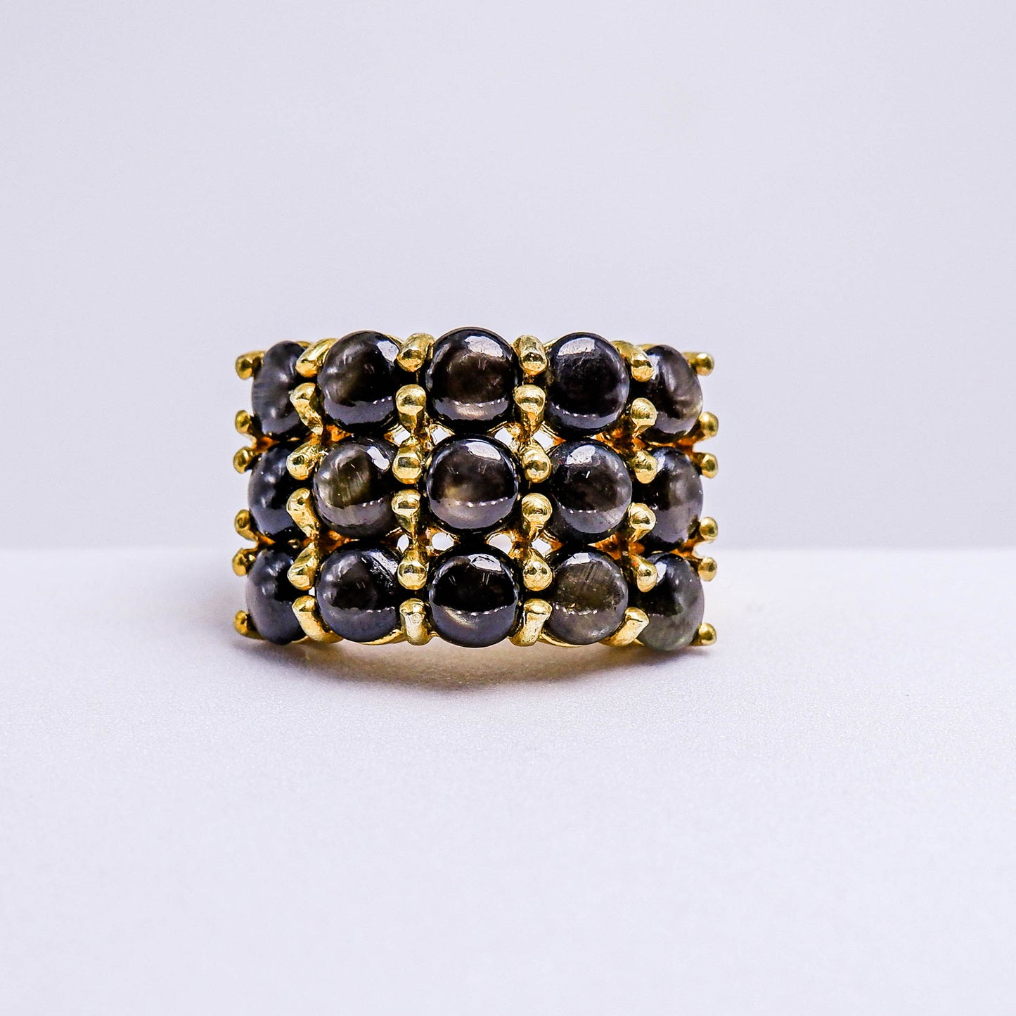 แหวนเงินแท้ 925 ฝังพลอย สตาร์บางกะจะ (Black Star Sapphire)
