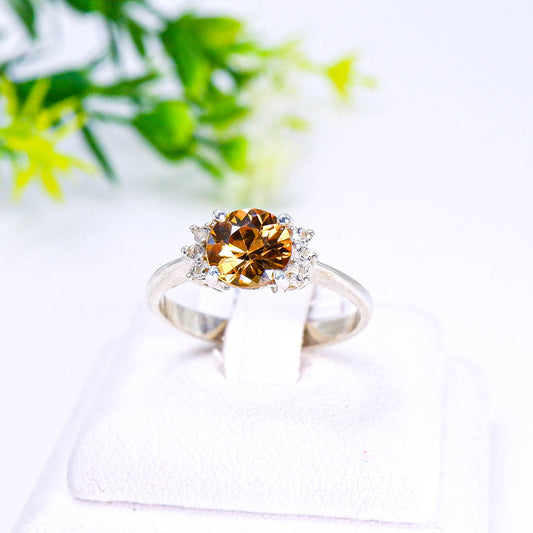 แหวนเงินแท้ 925 ฝังพลอย เพทายดิบ (Unheated Zircon) + เซอร์คอน (Zircon)