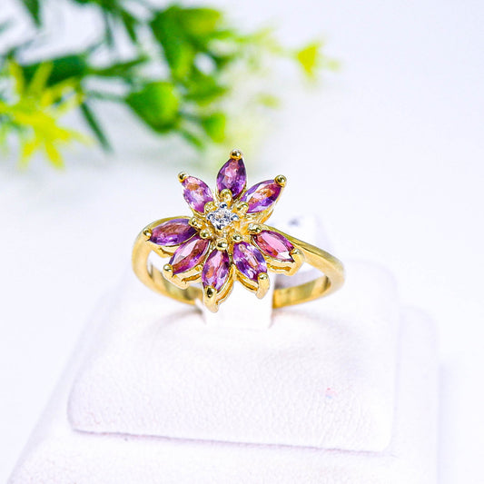 แหวนเงินแท้ 925 ฝังพลอย แซฟไฟร์ไทย (Thai Sapphire) + เซอร์คอน (Zircon) (สำเนา)