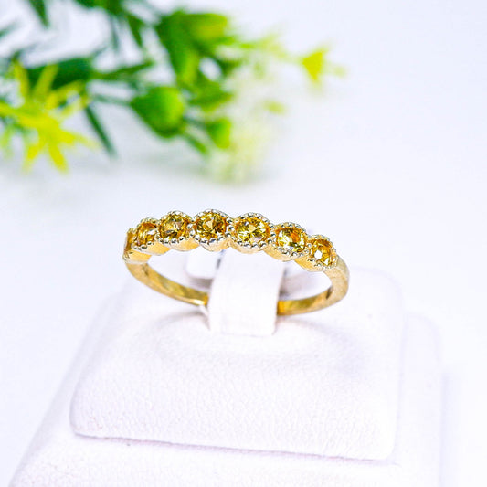 แหวนเงินแท้ 925 ฝังพลอย บุษราคัม (Yellow Sapphire)
