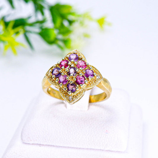 แหวนเงินแท้ 925 ฝังพลอย แซฟไฟร์ไทย (Thai Sapphire) + ไวท์โทพาส (whitetopaz)