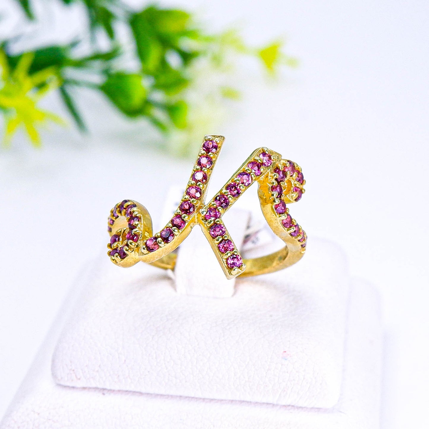 แหวนเงินแท้ 925 ฝังพลอย โรโดไลท์ (Rhodolite)