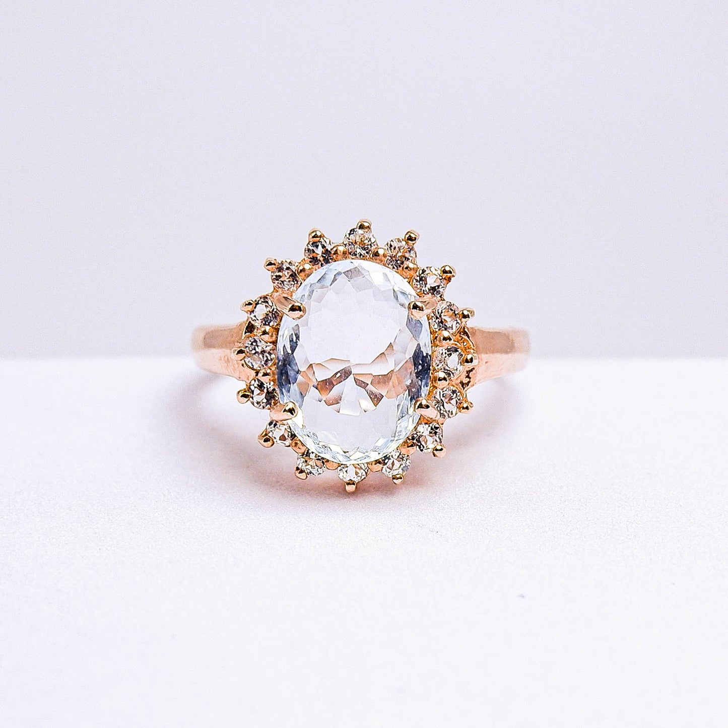 แหวนเงินแท้ 925 ฝังพลอย อความารีน (Aqua marin) + ไวท์โทพาส (whitetopaz)