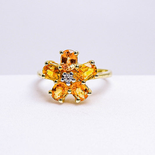 แหวนเงินแท้ 925 ฝังพลอย บุษราคัมบางกะจะ (Yellow Sapphire) + เซอร์คอน (Zircon)