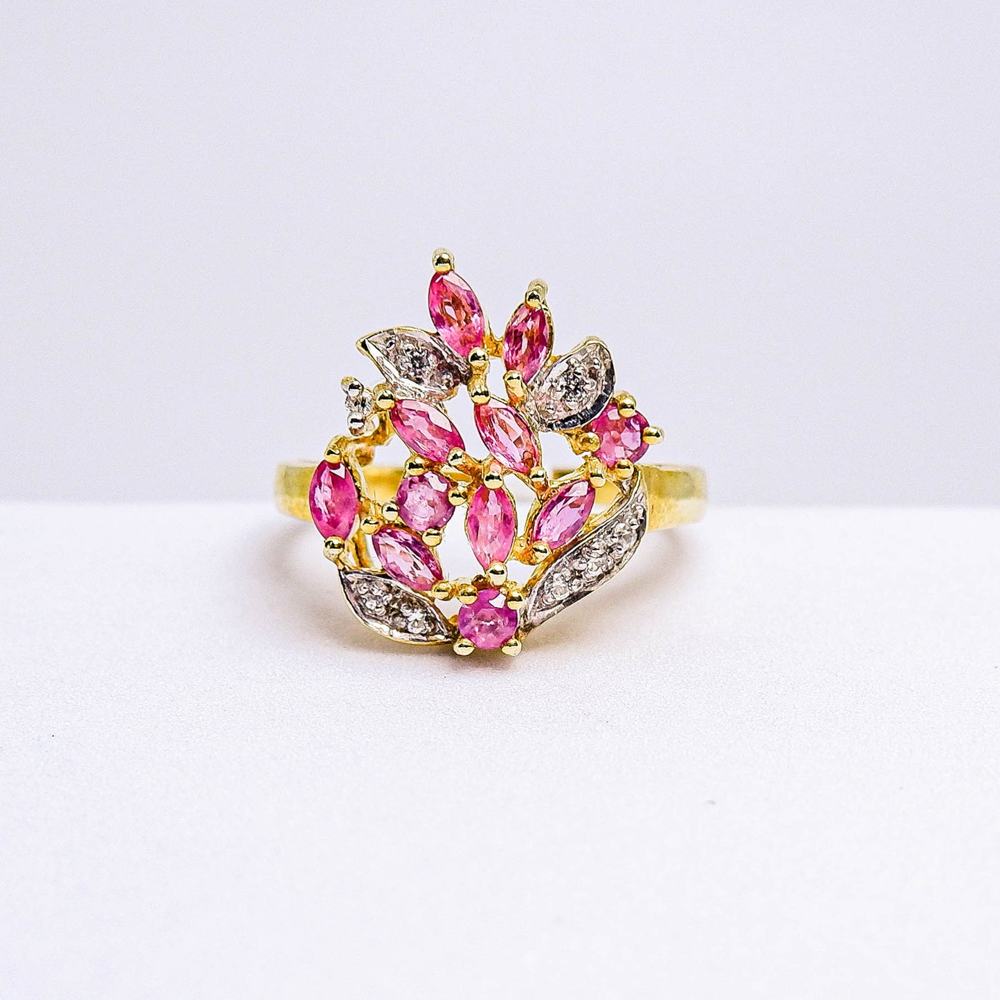 แหวนเงินแท้ 925 ฝังพลอย ทับทิม (Ruby) + เซอร์คอน (Zircon)