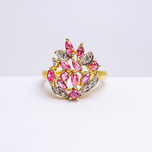 แหวนเงินแท้ 925 ฝังพลอย ทับทิม (Ruby) + เซอร์คอน (Zircon)