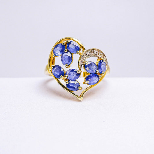 แหวนเงินแท้ 925 ฝังพลอย ไพลิน (Blue Sapphire) + ไวท์โทพาส (whitetopaz)