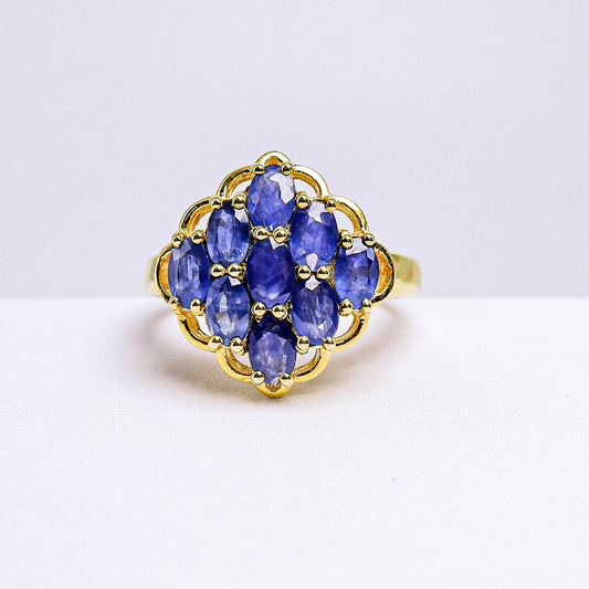 แหวนเงินแท้ 925 ฝังพลอย ไพลินมาบีร่า (Mabira Blue Sapphire)
