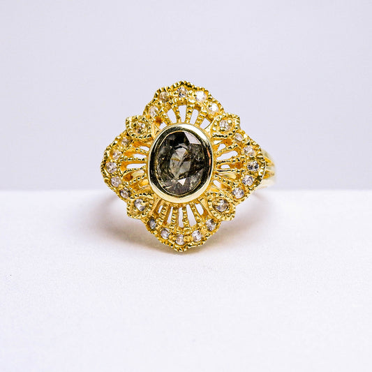 แหวนเงินแท้ 925 ฝังพลอย แซฟไฟร์  (Sapphire) + เซอร์คอน (Zircon)