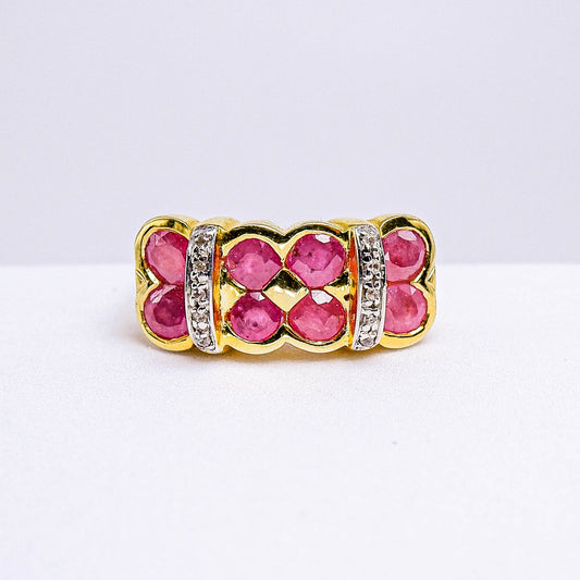 แหวนเงินแท้ 925 ฝังพลอย ทับทิมมาดา (Madagascar Ruby) +  เซอร์คอน (Zircon)