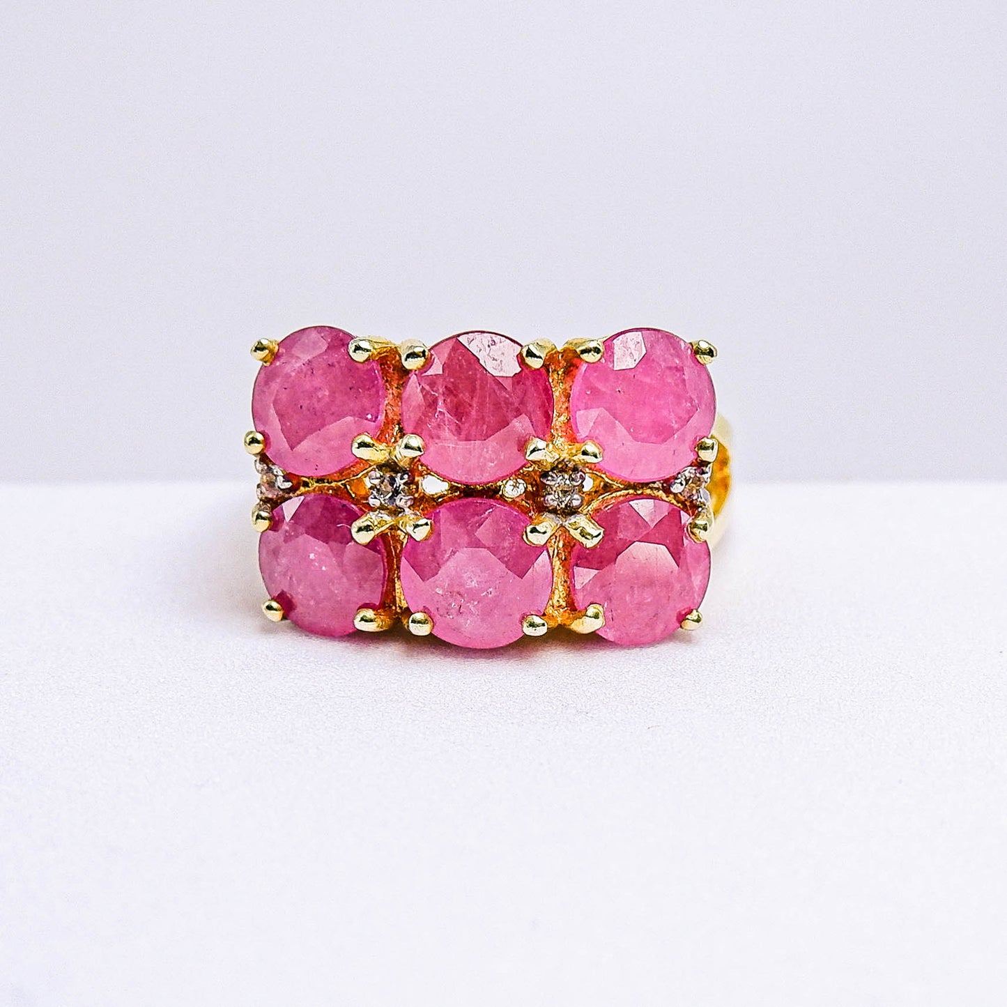 แหวนเงินแท้ 925 ฝังพลอย ทับทิมมาดา (Madagascar Ruby) + ไวท์โทพาส (whitetopaz)