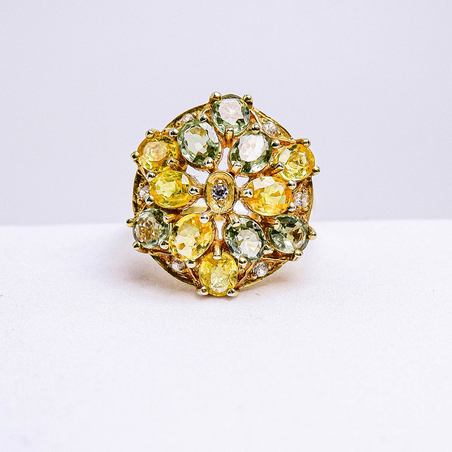 แหวนเงินแท้ 925 ฝังพลอย แฟนซีแซฟไฟร์ (Fancy Sapphire) + เซอร์คอน (Zircon)