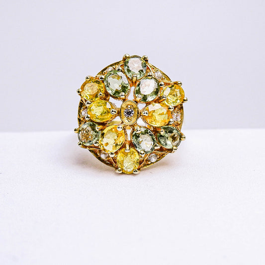 แหวนเงินแท้ 925 ฝังพลอย แฟนซีแซฟไฟร์ (Fancy Sapphire) + เซอร์คอน (Zircon)