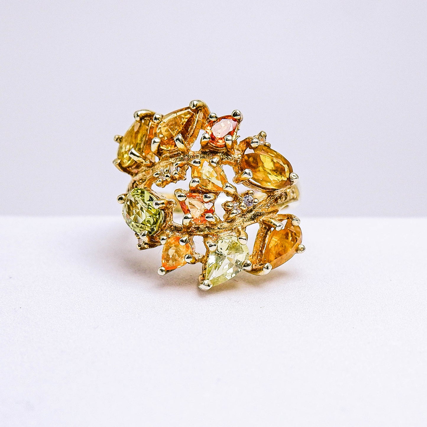 แหวนเงินแท้ 925 ฝังพลอย บุษราคัม (Yellow Sapphire) + ไวท์โทพาส (whitetopaz)