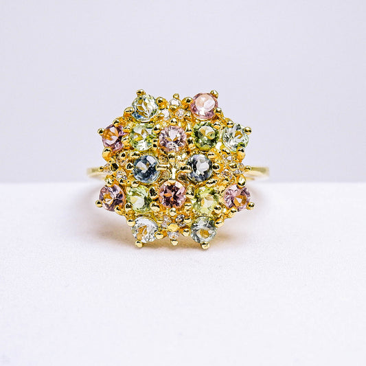 แหวนเงินแท้ 925 ฝังพลอย ทัวร์มาลีน (Tourmaline) + เซอร์คอน (Zircon)