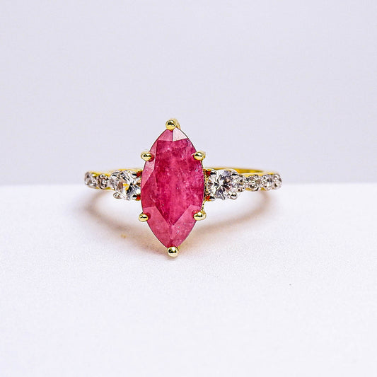 แหวนเงินแท้ 925 ฝังพลอย ทับทิมแทนซาเนีย (Tanzania Ruby) + เซอร์คอน (Zircon)
