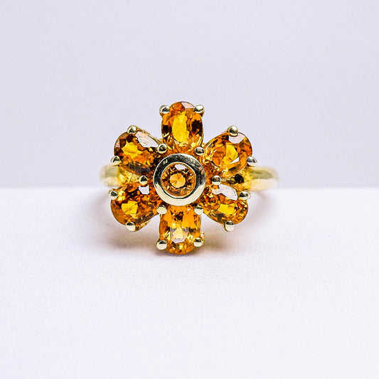 แหวนเงินแท้ 925 ฝังพลอย บุษราคัมบางกะจะ (Yellow Sapphire)
