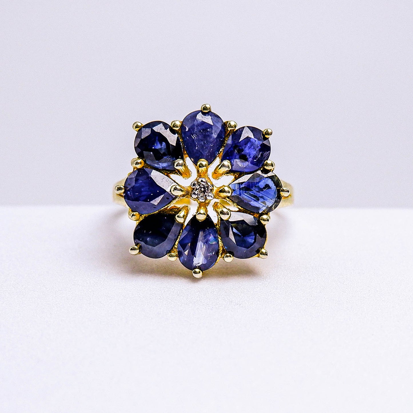 แหวนเงินแท้ 925 ฝังพลอย ไพลิน (Blue Sapphire) + เซอร์คอน (Zircon)