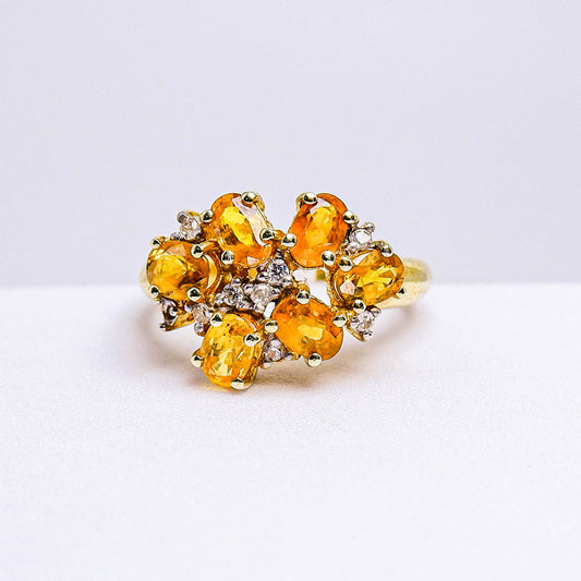 แหวนเงินแท้ 925 ฝังพลอย บุษราคัมบางกะจะ (Yellow Sapphire) + เซอร์คอน (Zircon)