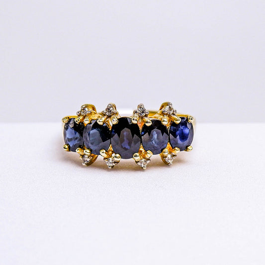 แหวนเงินแท้ 925 ฝังพลอย ไพลิน (Blue Sapphire) + เซอร์คอน (Zircon)