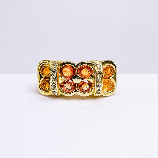 แหวนเงินแท้ 925 ฝังพลอย บุษราคัมบางกะจะ (Yellow Sapphire) + ไวท์โทพาส (whitetopaz)
