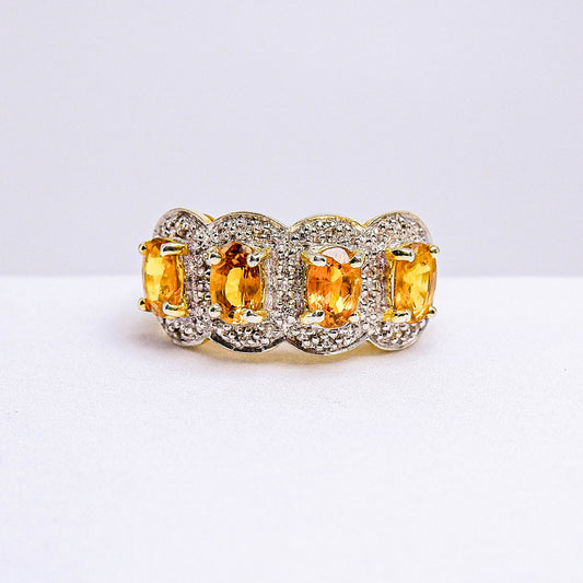 แหวนเงินแท้ 925 ฝังพลอย บุษราคัม (Yellow Sapphire) + เซอร์คอน (Zircon)