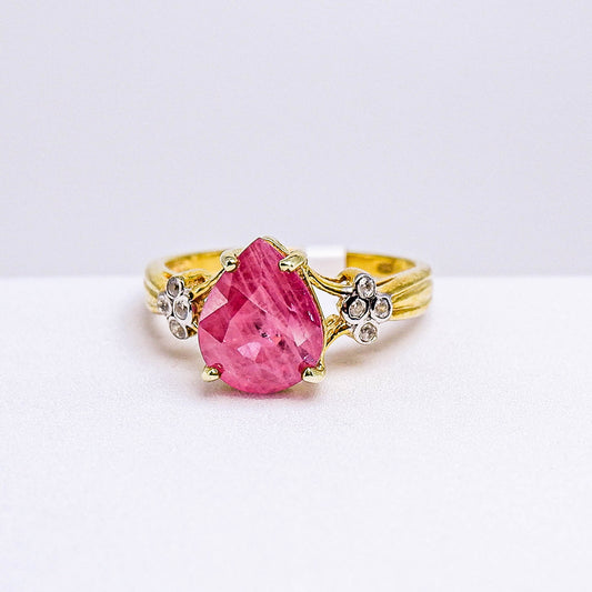 แหวนเงินแท้ 925 ฝังพลอย ทับทิมแทนซาเนีย (Tanzania Ruby) + เซอร์คอน (Zircon)