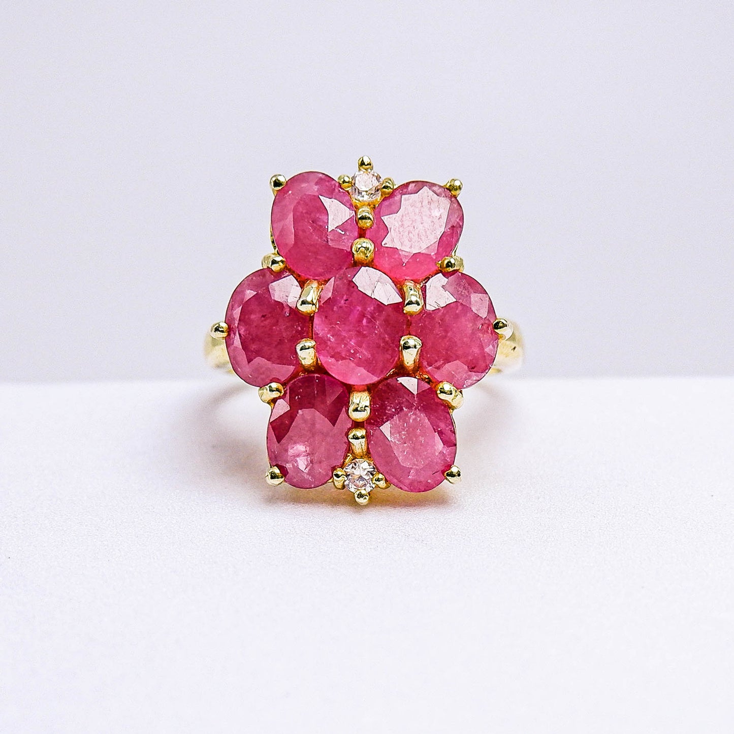 แหวนเงินแท้ 925 ฝังพลอย ทับทิมมาดา (Madagascar Ruby) + เซอร์คอน (Zircon)