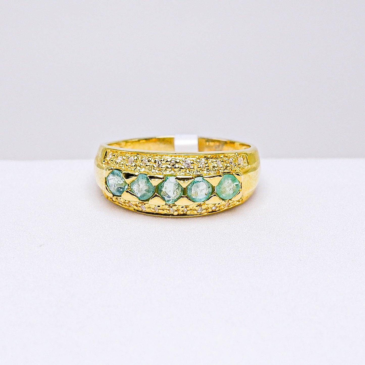 แหวนเงินแท้ 925 ฝังพลอย มรกต (Emerald cut) + เซอร์คอน (Zircon)