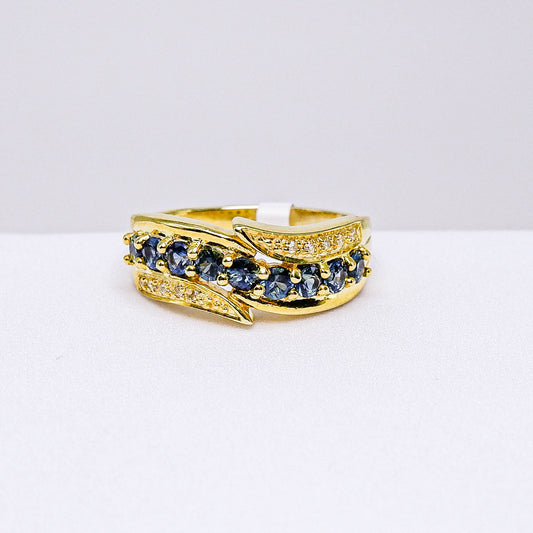 แหวนเงินแท้ 925 ฝังพลอย ไพลิน (Blue Sapphire) + เซอร์คอน (Zircon)