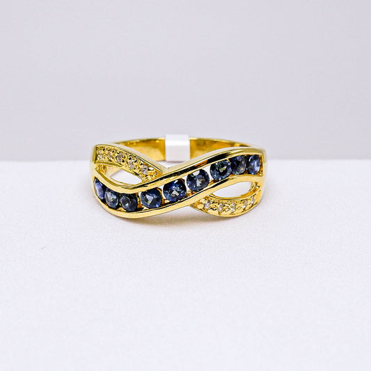แหวนเงินแท้ 925 ฝังพลอย ไพลิน (Blue Sapphire) + เซอร์คอน (Zircon)