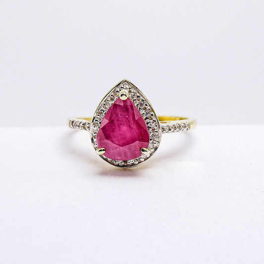 แหวนเงินแท้ 925 ฝังพลอย ทับทิมแทนซาเนีย (Tanzania Ruby) + เซอร์คอน (Zircon)