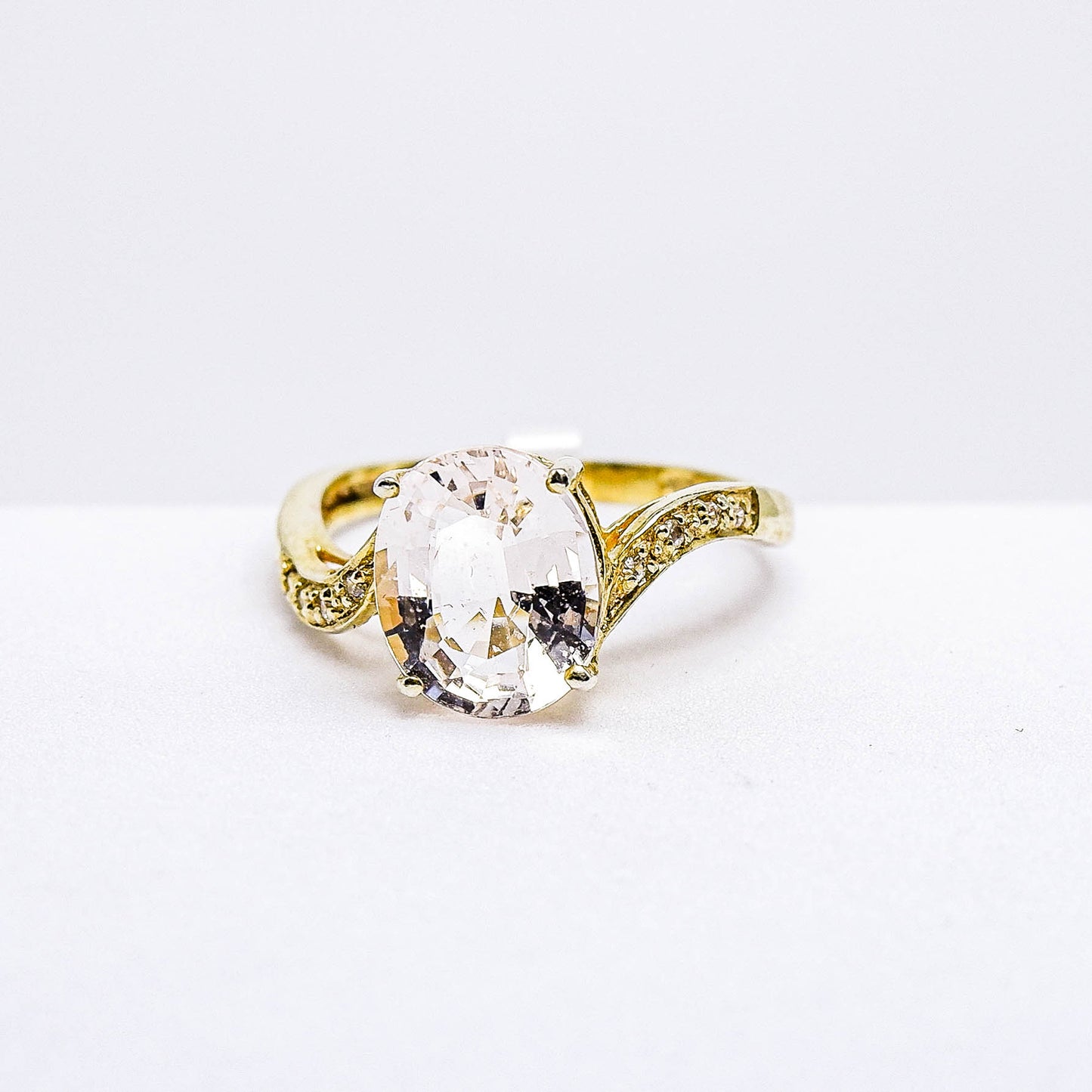 แหวนเงินแท้ 925 ฝังพลอย มอร์แกไนท์ (Morganite) + เซอร์คอน (Zircon)