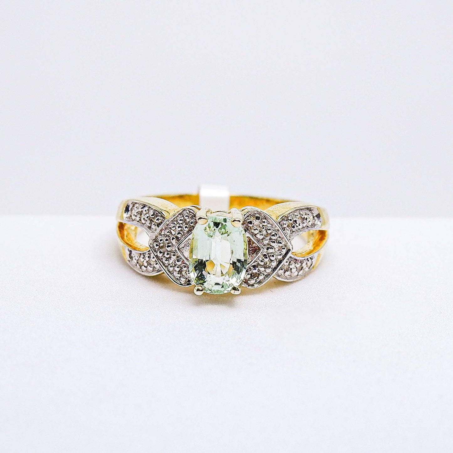 แหวนเงินแท้ 925 ฝังพลอย ทัวร์มาลีน (Tourmaline) + ไวท์โทพาส (whitetopaz)