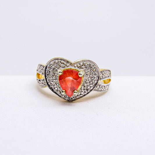 แหวนเงินแท้ 925 ฝังพลอย ออเรนจ์แซฟไฟร์ (Orange Sapphire) + เซอร์คอน (Zircon)