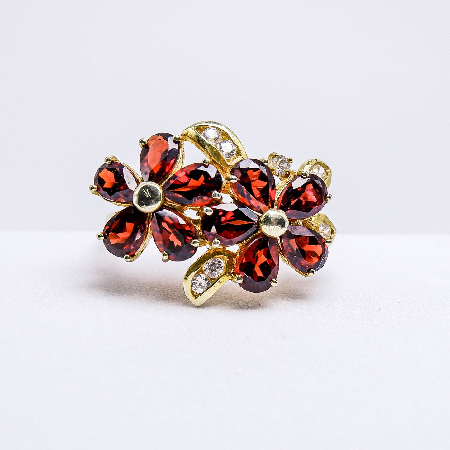 แหวนเงินแท้ 925 ฝังพลอย โกเมน (Garnet) + เซอร์คอน (Zircon)