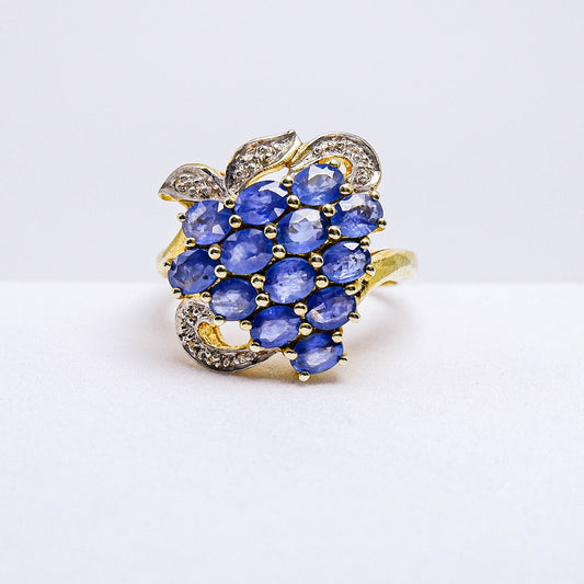 แหวนเงินแท้ 925 ฝังพลอย ไพลิน (Blue Sapphire) + ไวท์โทพาส (whitetopaz)