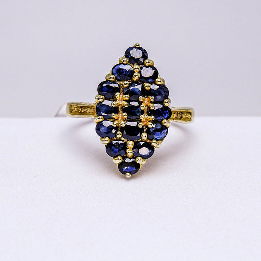 แหวนเงินแท้ 925 ฝังพลอย ไพลิน (Blue Sapphire) + ไวท์โทพาส (whitetopaz)