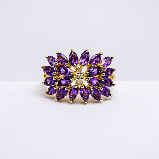 แหวนเงินแท้ 925 ฝังพลอย อเมทิสต์ (Amethyst) + ไวท์โทพาส  (whitetopaz)
